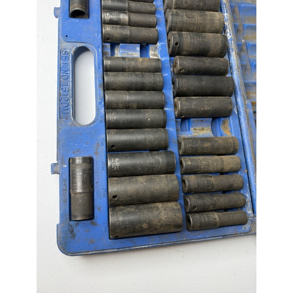 Grey Pneumatic 1512DM 30 Pc 1/2" Drive Deep Impact Socket Set - Picture 2 of 11